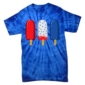 July 4th Funny Gift American Flag Popsicle Cute Gift Tie-Dye T-Shirt