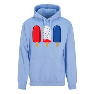 July 4th Funny Gift American Flag Popsicle Cute Gift Unisex Surf Hoodie