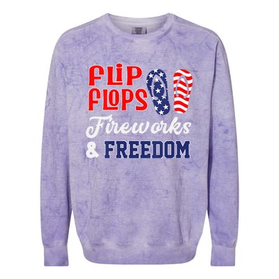 July 4th Flip Flops Fireworks & Freedom Patriotic Colorblast Crewneck Sweatshirt