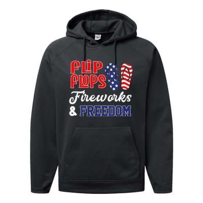 July 4th Flip Flops Fireworks & Freedom Patriotic Performance Fleece Hoodie