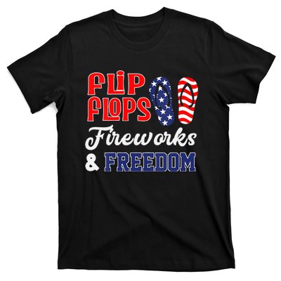 July 4th Flip Flops Fireworks & Freedom Patriotic T-Shirt