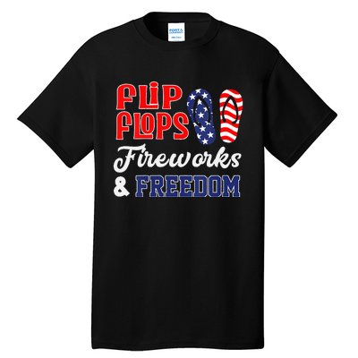 July 4th Flip Flops Fireworks & Freedom Patriotic Tall T-Shirt