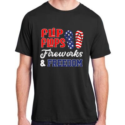 July 4th Flip Flops Fireworks & Freedom Patriotic Adult ChromaSoft Performance T-Shirt