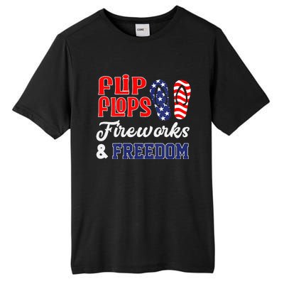 July 4th Flip Flops Fireworks & Freedom Patriotic Tall Fusion ChromaSoft Performance T-Shirt