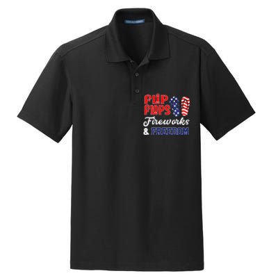 July 4th Flip Flops Fireworks & Freedom Patriotic Dry Zone Grid Polo