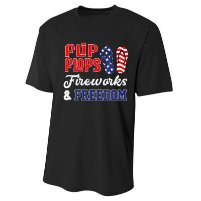 July 4th Flip Flops Fireworks & Freedom Patriotic Performance Sprint T-Shirt