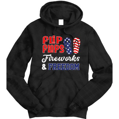 July 4th Flip Flops Fireworks & Freedom Patriotic Tie Dye Hoodie