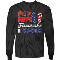 July 4th Flip Flops Fireworks & Freedom Patriotic Tie-Dye Long Sleeve Shirt