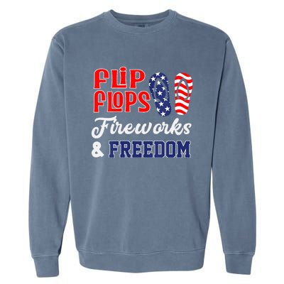 July 4th Flip Flops Fireworks & Freedom Patriotic Garment-Dyed Sweatshirt