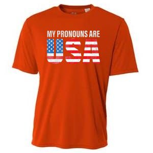 July 4th Funny My Pronouns Are USA 4th Of Jully US Flag Cooling Performance Crew T-Shirt