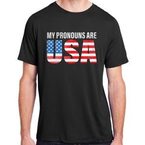 July 4th Funny My Pronouns Are USA 4th Of Jully US Flag Adult ChromaSoft Performance T-Shirt