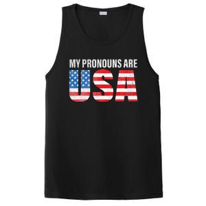 July 4th Funny My Pronouns Are USA 4th Of Jully US Flag PosiCharge Competitor Tank