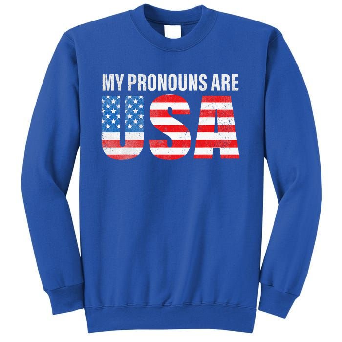 July 4th Funny My Pronouns Are USA 4th Of Jully US Flag Sweatshirt