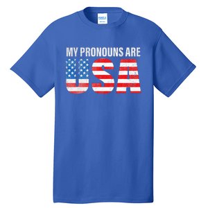 July 4th Funny My Pronouns Are USA 4th Of Jully US Flag Tall T-Shirt