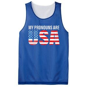 July 4th Funny My Pronouns Are USA 4th Of Jully US Flag Mesh Reversible Basketball Jersey Tank