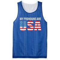 July 4th Funny My Pronouns Are USA 4th Of Jully US Flag Mesh Reversible Basketball Jersey Tank