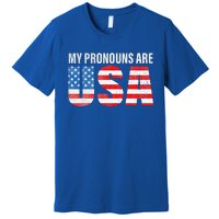 July 4th Funny My Pronouns Are USA 4th Of Jully US Flag Premium T-Shirt