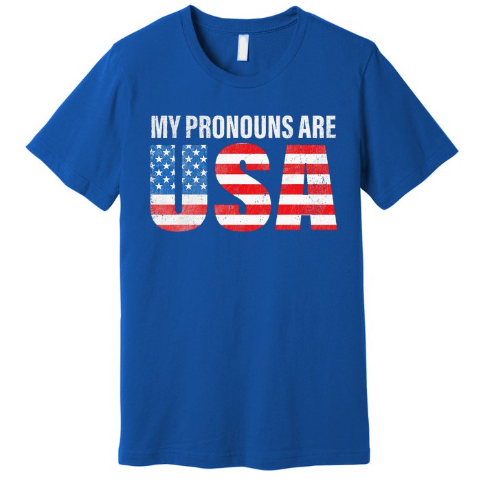 July 4th Funny My Pronouns Are USA 4th Of Jully US Flag Premium T-Shirt