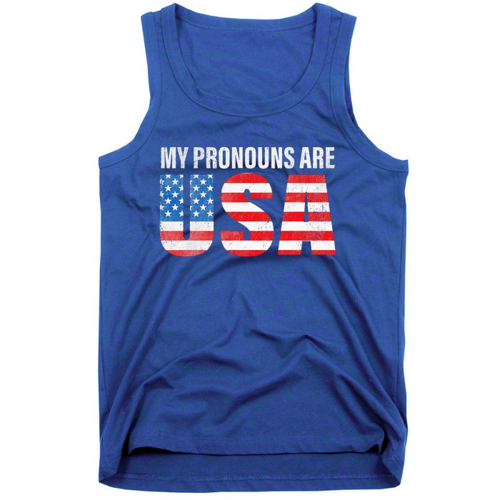 July 4th Funny My Pronouns Are USA 4th Of Jully US Flag Tank Top