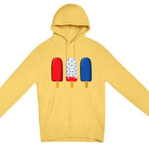 July 4th Gift American Flag Popsicle Great Gift Premium Pullover Hoodie