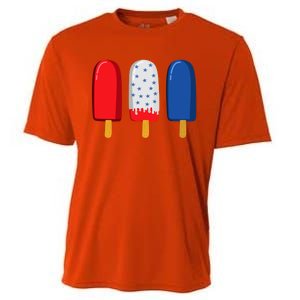 July 4th Gift American Flag Popsicle Great Gift Cooling Performance Crew T-Shirt