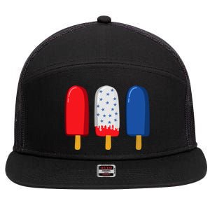 July 4th Gift American Flag Popsicle Great Gift 7 Panel Mesh Trucker Snapback Hat