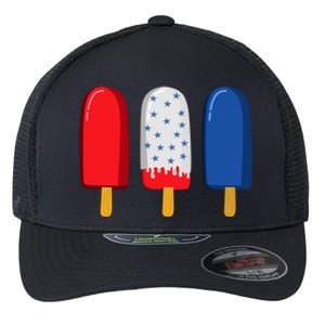 July 4th Gift American Flag Popsicle Great Gift Flexfit Unipanel Trucker Cap