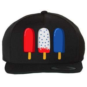 July 4th Gift American Flag Popsicle Great Gift Wool Snapback Cap