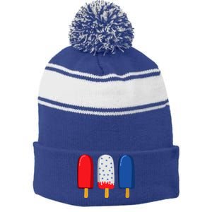 July 4th Gift American Flag Popsicle Great Gift Stripe Pom Pom Beanie