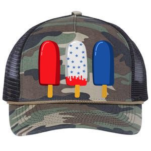 July 4th Gift American Flag Popsicle Great Gift Retro Rope Trucker Hat Cap