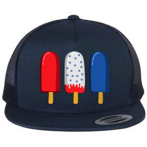 July 4th Gift American Flag Popsicle Great Gift Flat Bill Trucker Hat