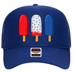 July 4th Gift American Flag Popsicle Great Gift High Crown Mesh Back Trucker Hat