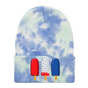 July 4th Gift American Flag Popsicle Great Gift Tie Dye 12in Knit Beanie