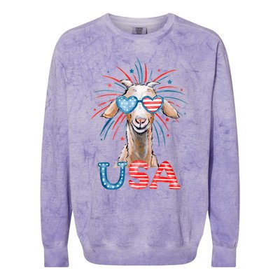 July 4th Goat Patriotic Goat Great Gift Colorblast Crewneck Sweatshirt