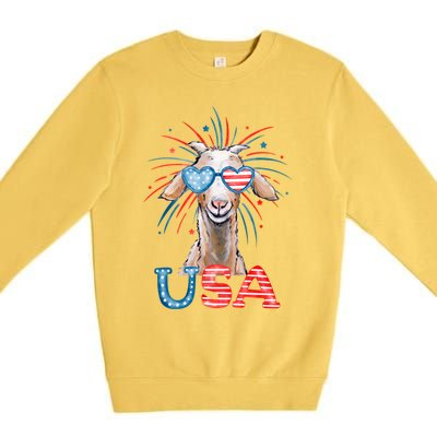 July 4th Goat Patriotic Goat Great Gift Premium Crewneck Sweatshirt