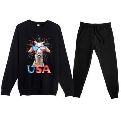 July 4th Goat Patriotic Goat Great Gift Premium Crewneck Sweatsuit Set