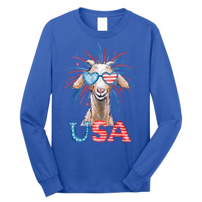 July 4th Goat Patriotic Goat Great Gift Long Sleeve Shirt