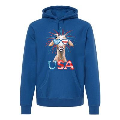 July 4th Goat Patriotic Goat Great Gift Premium Hoodie