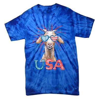 July 4th Goat Patriotic Goat Great Gift Tie-Dye T-Shirt