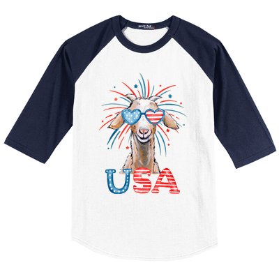 July 4th Goat Patriotic Goat Great Gift Baseball Sleeve Shirt