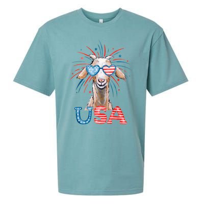 July 4th Goat Patriotic Goat Great Gift Sueded Cloud Jersey T-Shirt