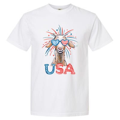 July 4th Goat Patriotic Goat Great Gift Garment-Dyed Heavyweight T-Shirt