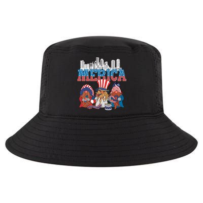 July 4th Gnomes Independence Boston Skyline Us Flag Merica Gift Cool Comfort Performance Bucket Hat