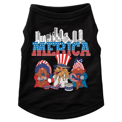 July 4th Gnomes Independence Boston Skyline Us Flag Merica Gift Doggie Tank