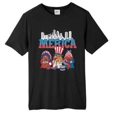 July 4th Gnomes Independence Boston Skyline Us Flag Merica Gift Tall Fusion ChromaSoft Performance T-Shirt