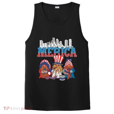 July 4th Gnomes Independence Boston Skyline Us Flag Merica Gift PosiCharge Competitor Tank