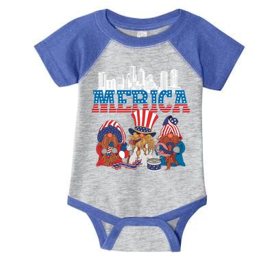 July 4th Gnomes Independence Boston Skyline Us Flag Merica Gift Infant Baby Jersey Bodysuit
