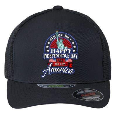 July 4th Happy Independence Day God Bless America Fireworks Gift Flexfit Unipanel Trucker Cap