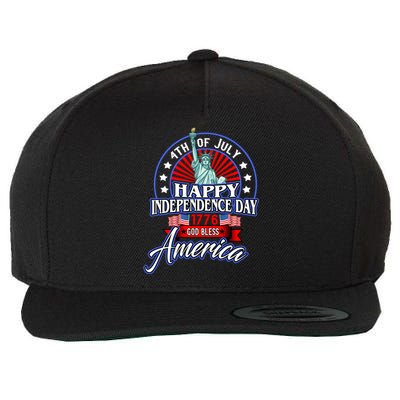 July 4th Happy Independence Day God Bless America Fireworks Gift Wool Snapback Cap