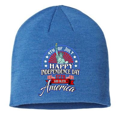 July 4th Happy Independence Day God Bless America Fireworks Gift Sustainable Beanie